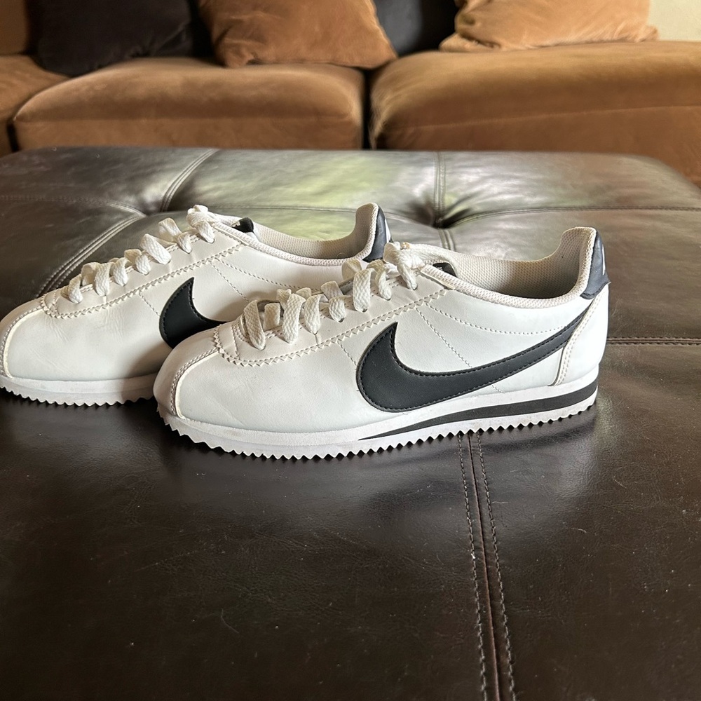 Nike White and Black Cortez Sneakers